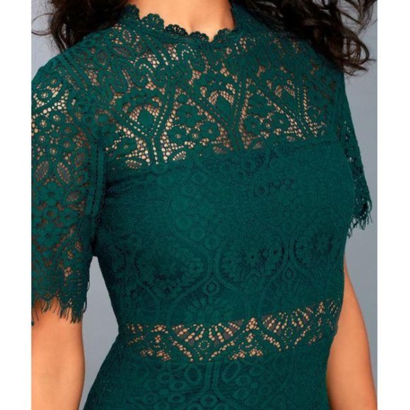 remarkable forest green lace dress